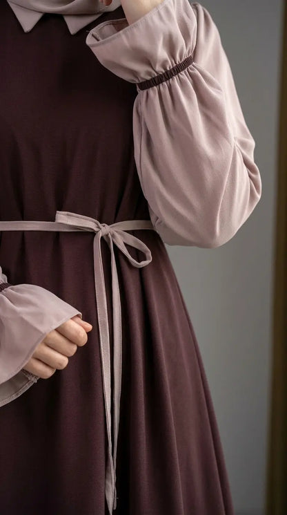 Collar Abaya with Belt and Stroller