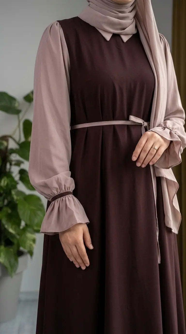 Collar Abaya with Belt and Stroller