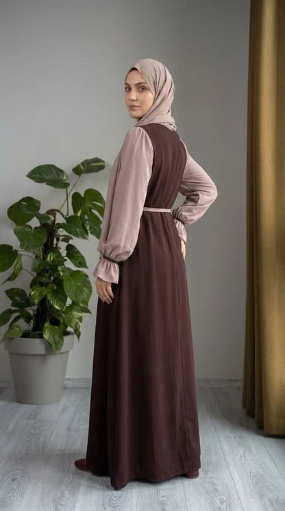 Collar Abaya with Belt and Stroller