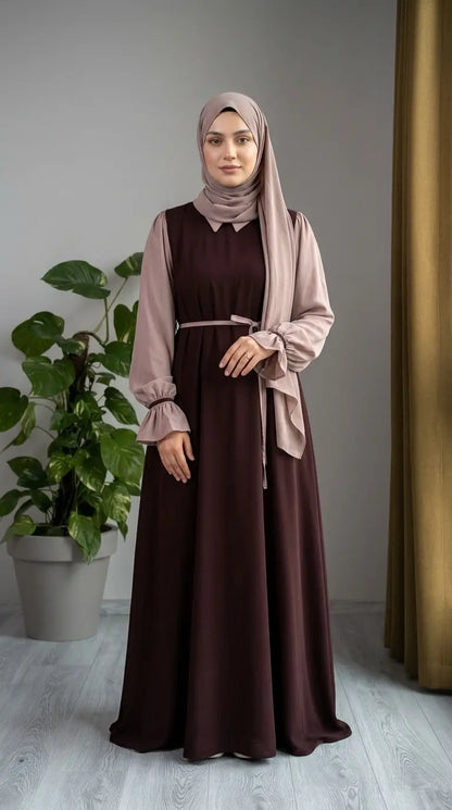 Collar Abaya with Belt and Stroller