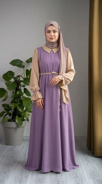 Collar Abaya with Belt and Stroller