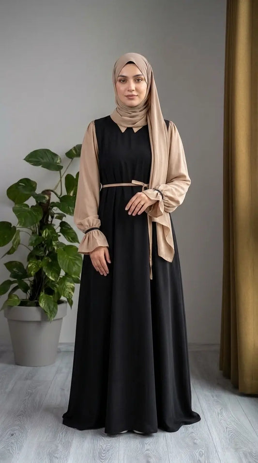 Collar Abaya with Belt and Stroller