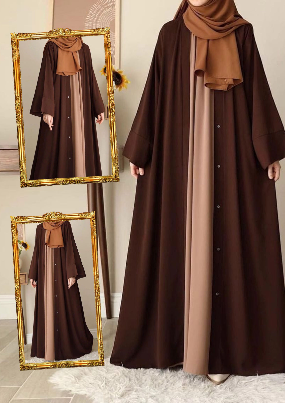 Chocolaty Gown Abaya With Stoller