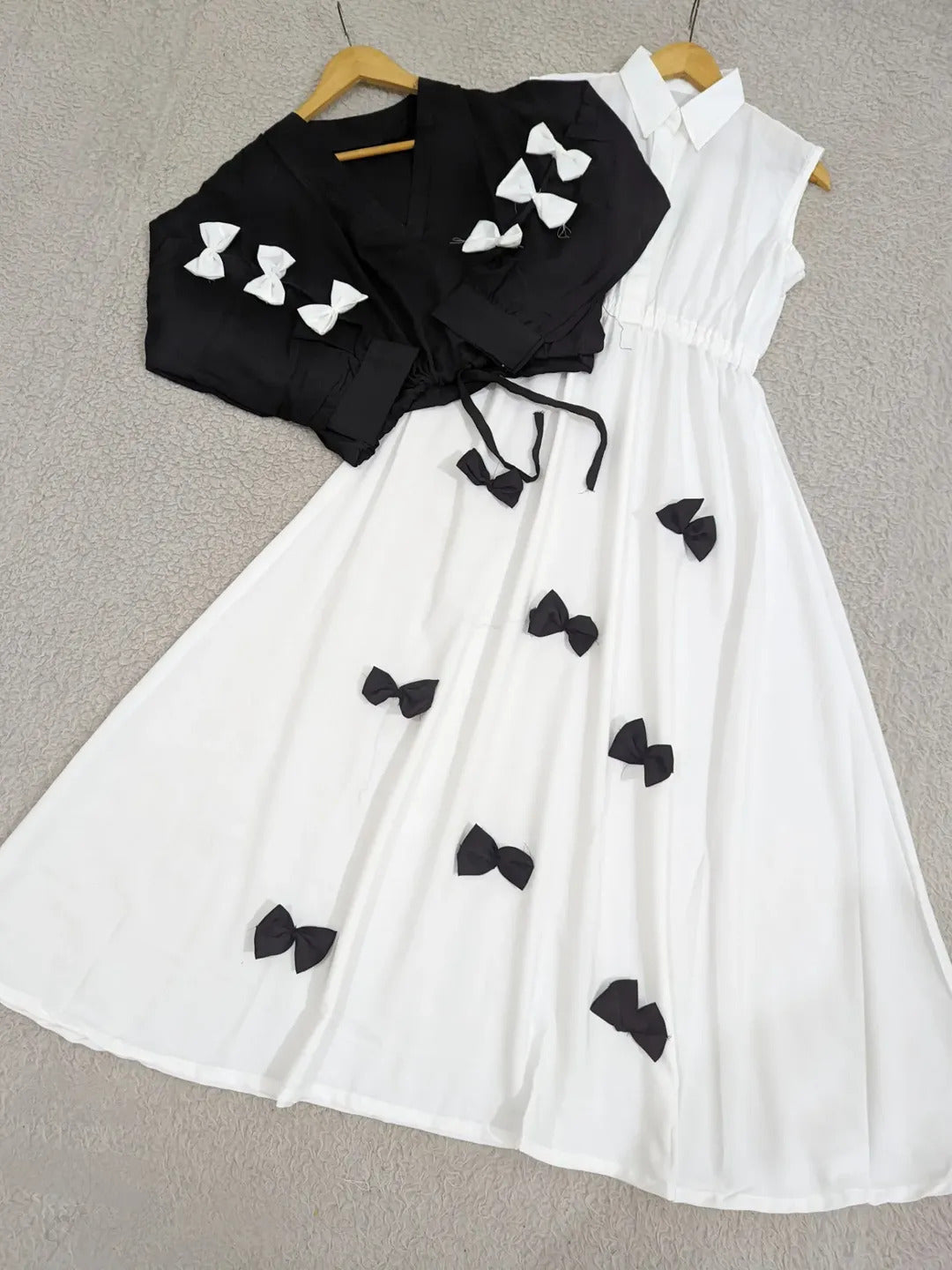 Western Style Bow Frock With Top 2 Peice