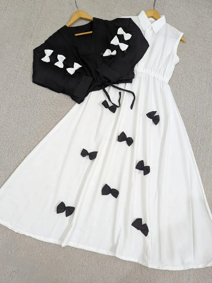 Western Style Bow Frock With Top 2 Peice