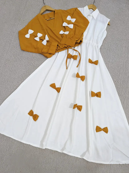 Western Style Bow Frock With Top 2 Peice