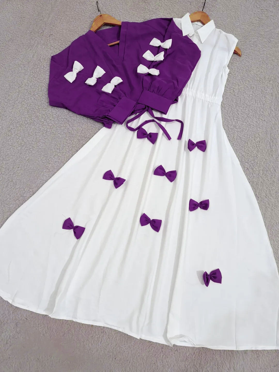 Western Style Bow Frock With Top 2 Peice