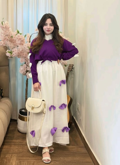 Western Style Bow Frock With Top 2 Peice