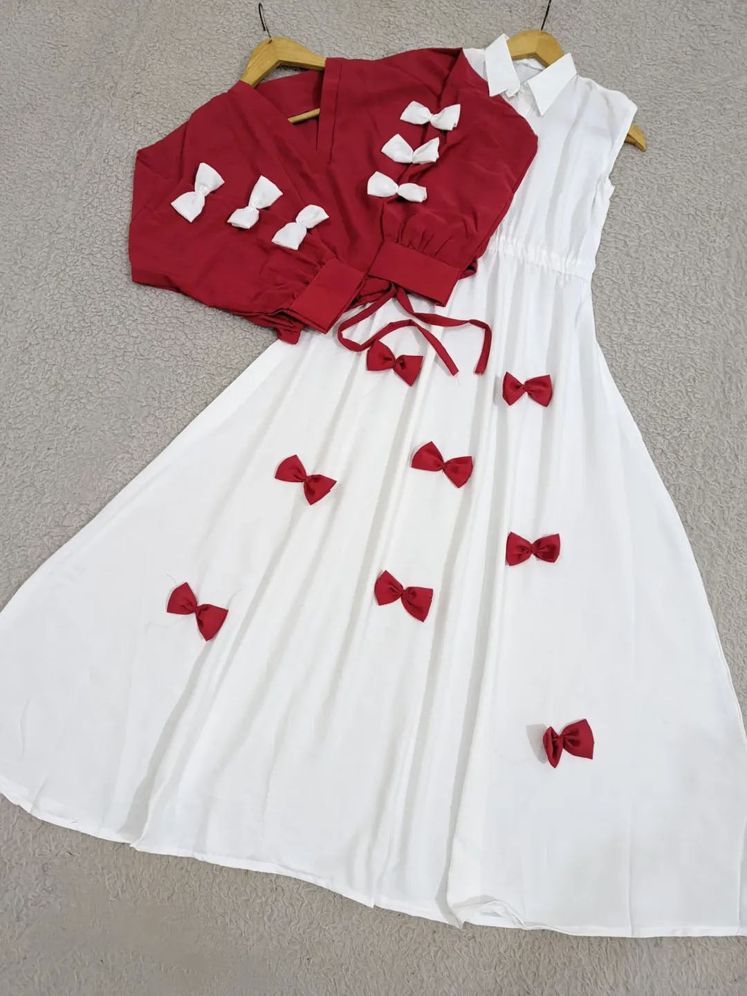Western Style Bow Frock With Top 2 Peice