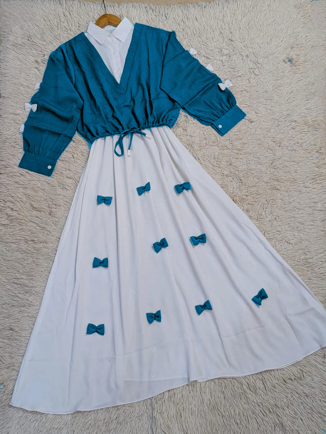 Western Style Bow Frock With Top 2 Peice
