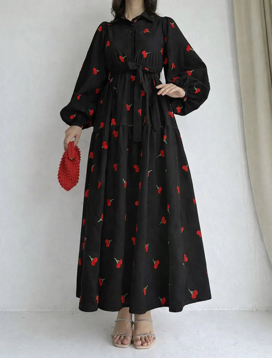 Cherry Embroidered Maxi