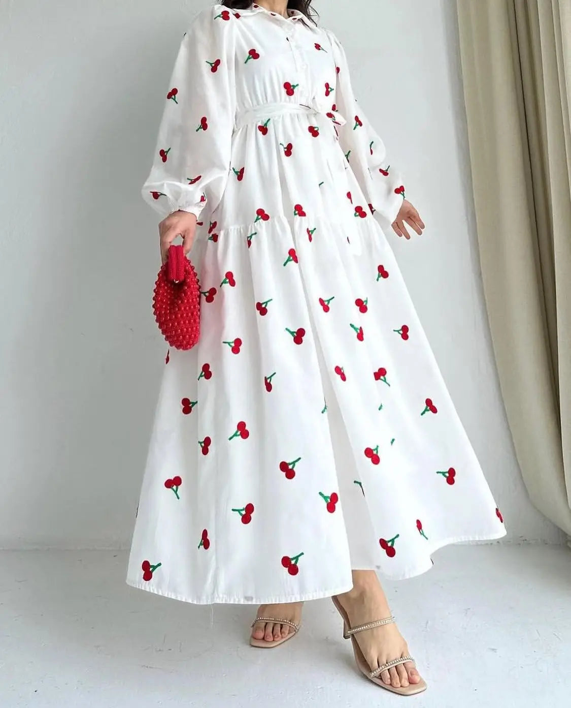 Cherry Embroidered Maxi