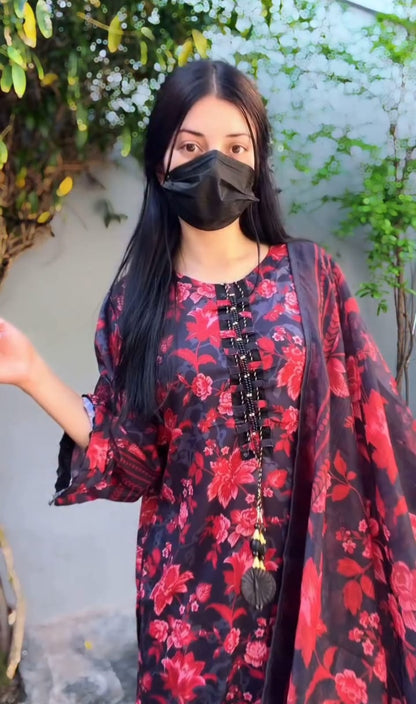 Noor-e-Bahar Lawn Cordset 3 Pcs