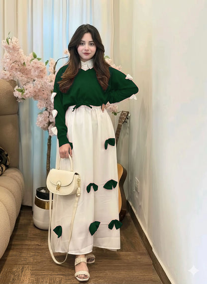 Western Style Bow Frock With Top 2 Peice
