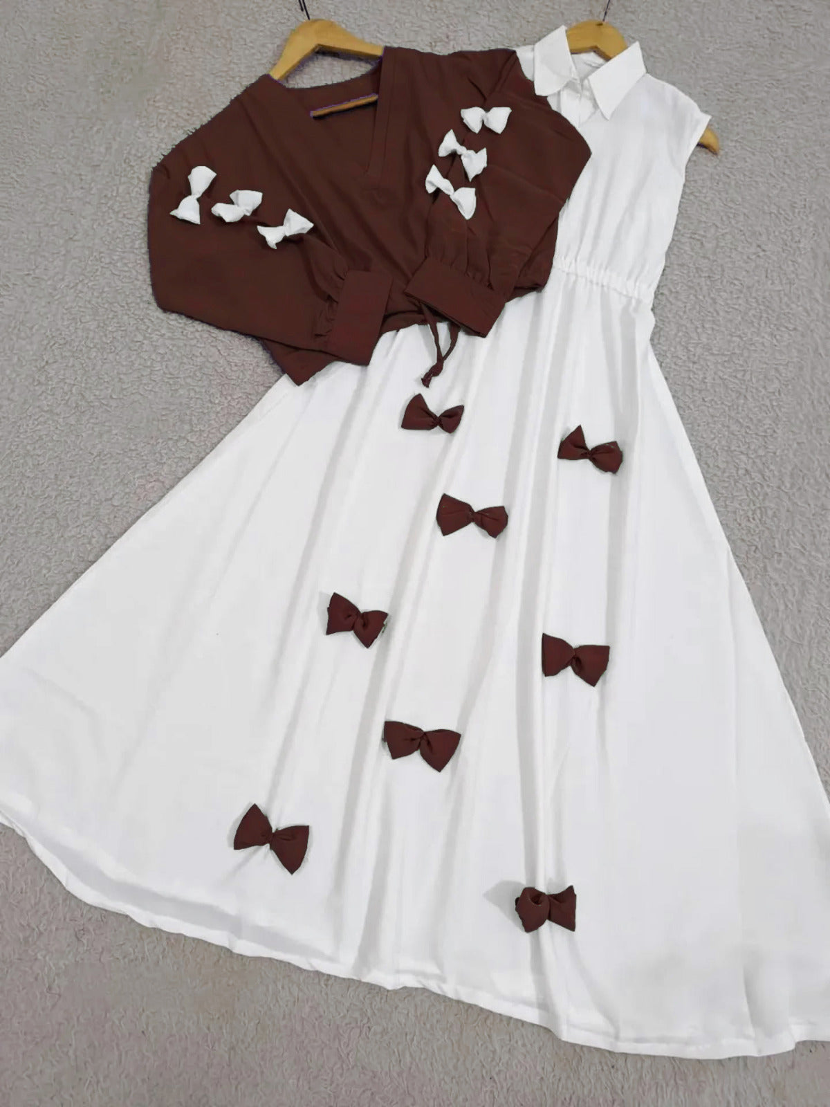 Western Style Bow Frock With Top 2 Peice